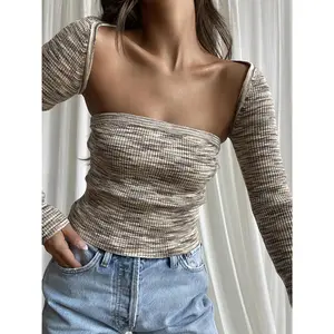 Multi-tone Knitted Tube Top and Bolero Sets