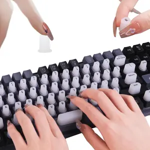 70 Pcs RaisedTip Keyboard Stickers for Long Nails with Letters: Adhesive Typing Bubbles for Women,Office & Gaming Girls Accessories Gift (White)