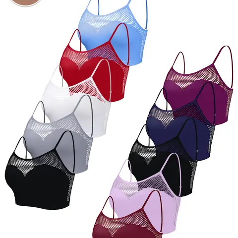 Boho Chic Women's Bras - Openwork Design, Breathable Seamless Adjustable Straps, Summer Wear, Push-Up Minimizer Bras, 5 Pack Value Set SpringStatements