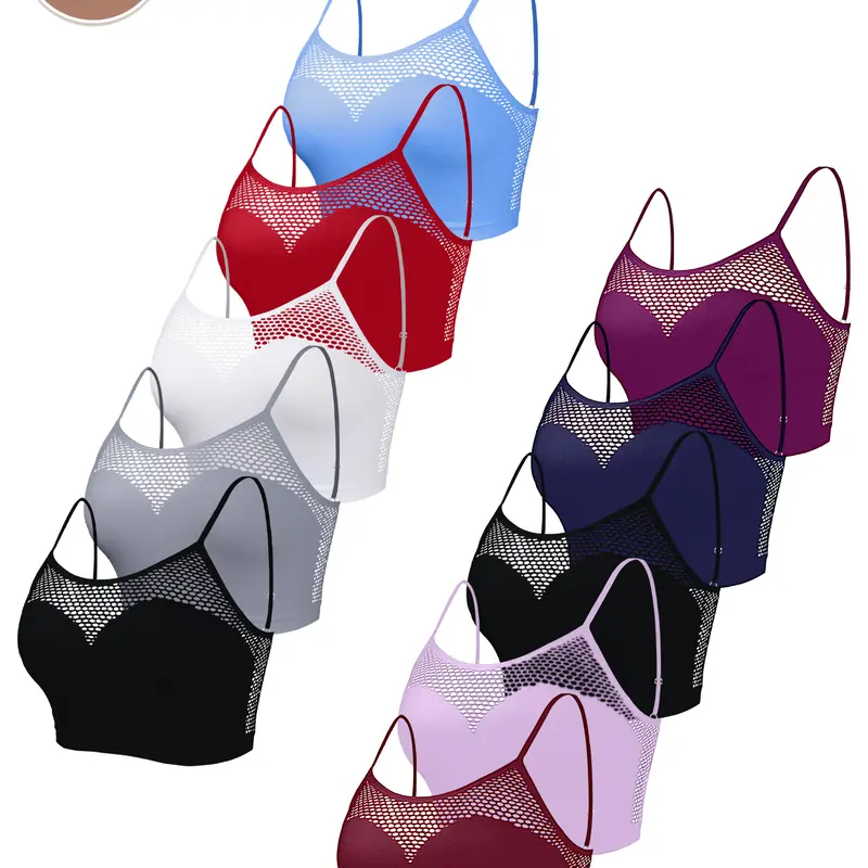 Boho Chic Women's Bras - Openwork Design, Breathable Seamless Adjustable Straps, Summer Wear, Push-Up Minimizer Bras, 5 Pack Value Set SpringStatements