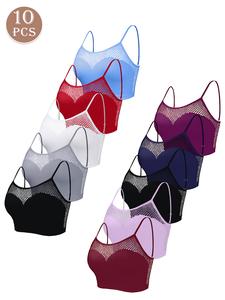 Boho Chic Women's Bras - Openwork Design, Breathable Seamless Adjustable Straps, Summer Wear, Push-Up Minimizer Bras, 5 Pack Value Set SpringStatements