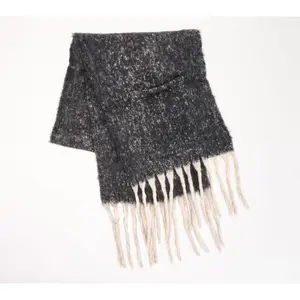 Sprigs Oversized Solid Fringe Scarf with Pockets