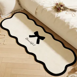 Beautiful Bowknot Rug, Irregular Shape Carpet, Sweet Style Bedside Mat, Soft Comfortable, Hand Wash Only, Suitable for Living Room Bedroom