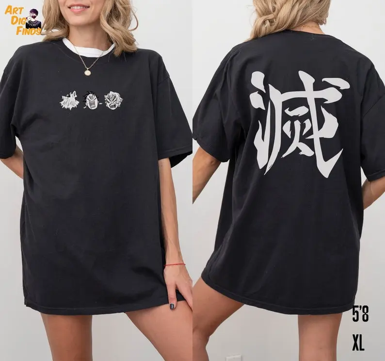 Cute Demon Slayer Corps Shirt,Tanjiro, Zenitsu, Inosuke, Oversize Anime Shirt, Cotton Anime Clothes, Streetwear, Anime Gift, Subtle Anime Merch