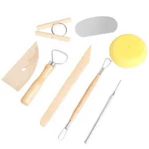 8Pcs Clay Carving and Shaping Tools Set, Wooden Pottery Modeling Kit, Professional Blank Drawing & Sculpting Supplies, Multi-functional Pottery Clay Sculpture Making Tools for DIY Craft Art Creation