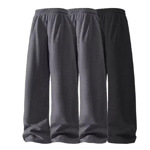 3 Pairs of Men's Lightweight Drawstring 100% Polyester Loose Sweatpants - Soft, Straight, Light Grey and Black/Dark Grey, Four Seasons Comfort with Side Pockets, Suitable for Fitness and Casual Wear, All Seasons Casual Style Jogging Pants, Sweatpants, Men