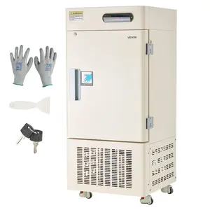 VEVOR Ultra Low Temperature Freezer, 28 L, 40 to 123 Adjustable Temp Range, with Rollers and Digital Display, 304 Stainless Steel Liner, Low Temperature Lab Freezer for Laboratory Samples Storage