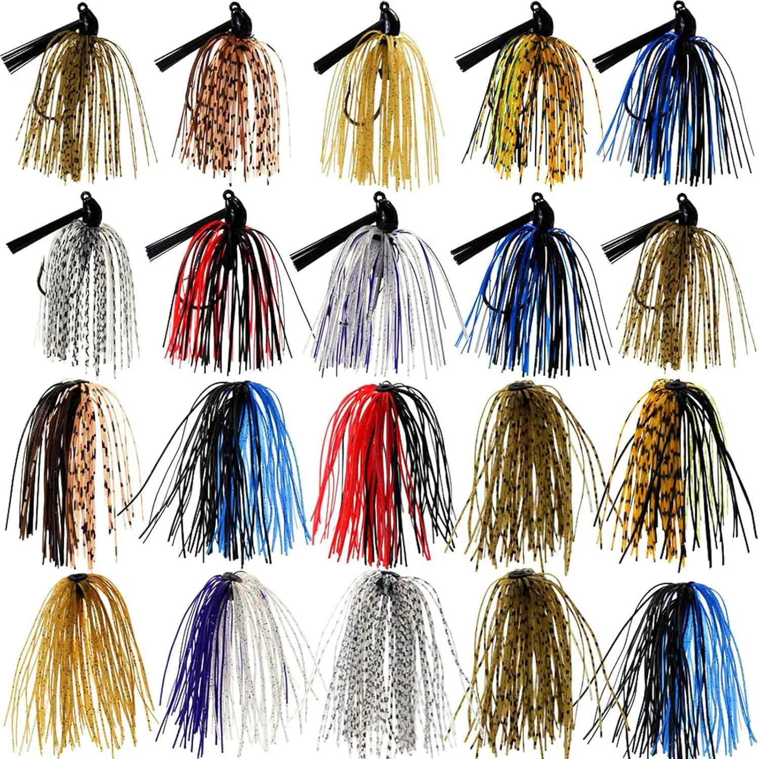 Bass Jigs Set,Fishing Jigs and Jigs Skirts (20pcs)