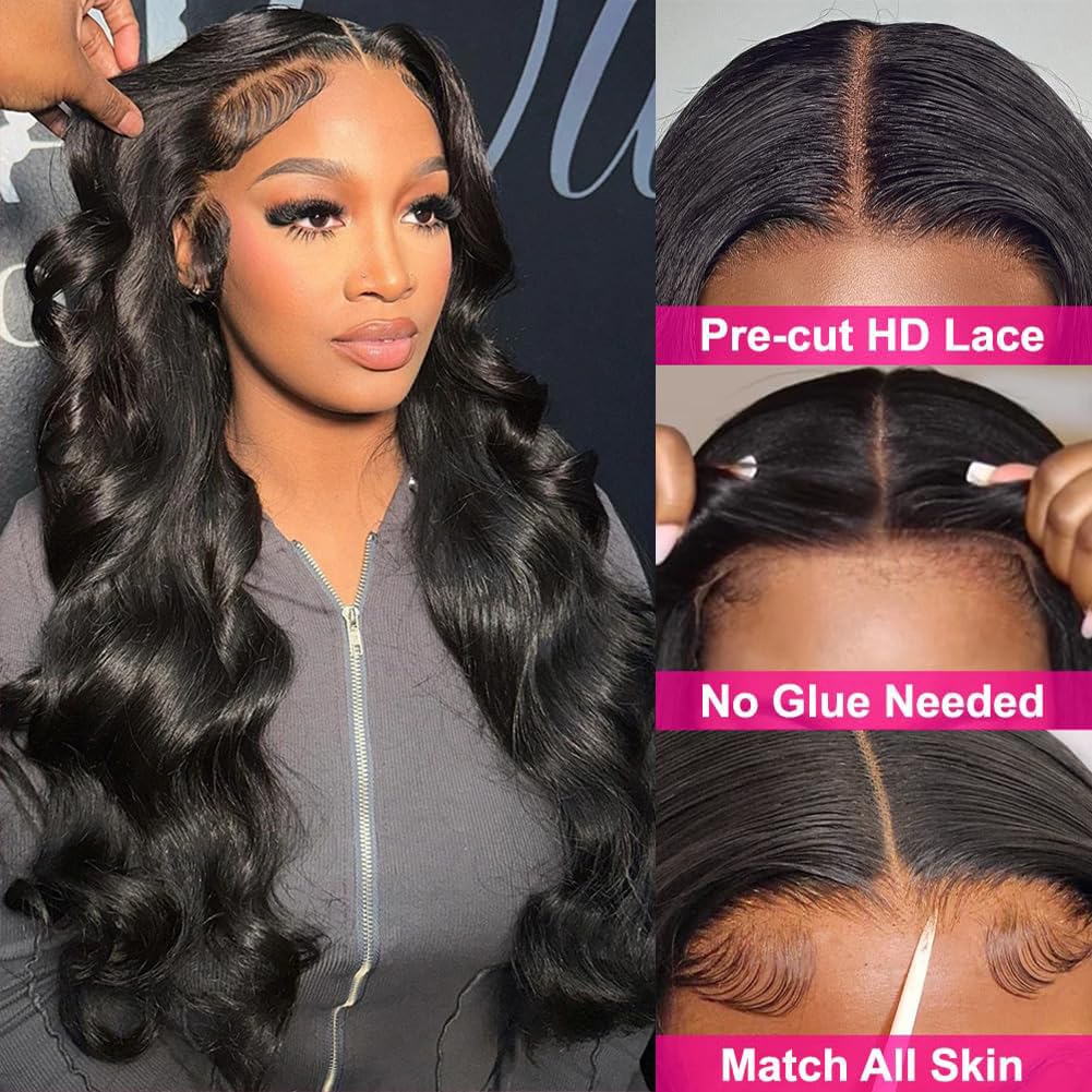 SheReigns Hair Ready To Wear Lace Closure Wig Body Wave Glueless Wig Human Hair 5x5 Pre Cut Lace Closure Wigs For Women 180 Density Brazilian Real Human Hair 13x4 Drawstring Glueless Lace Front Wig