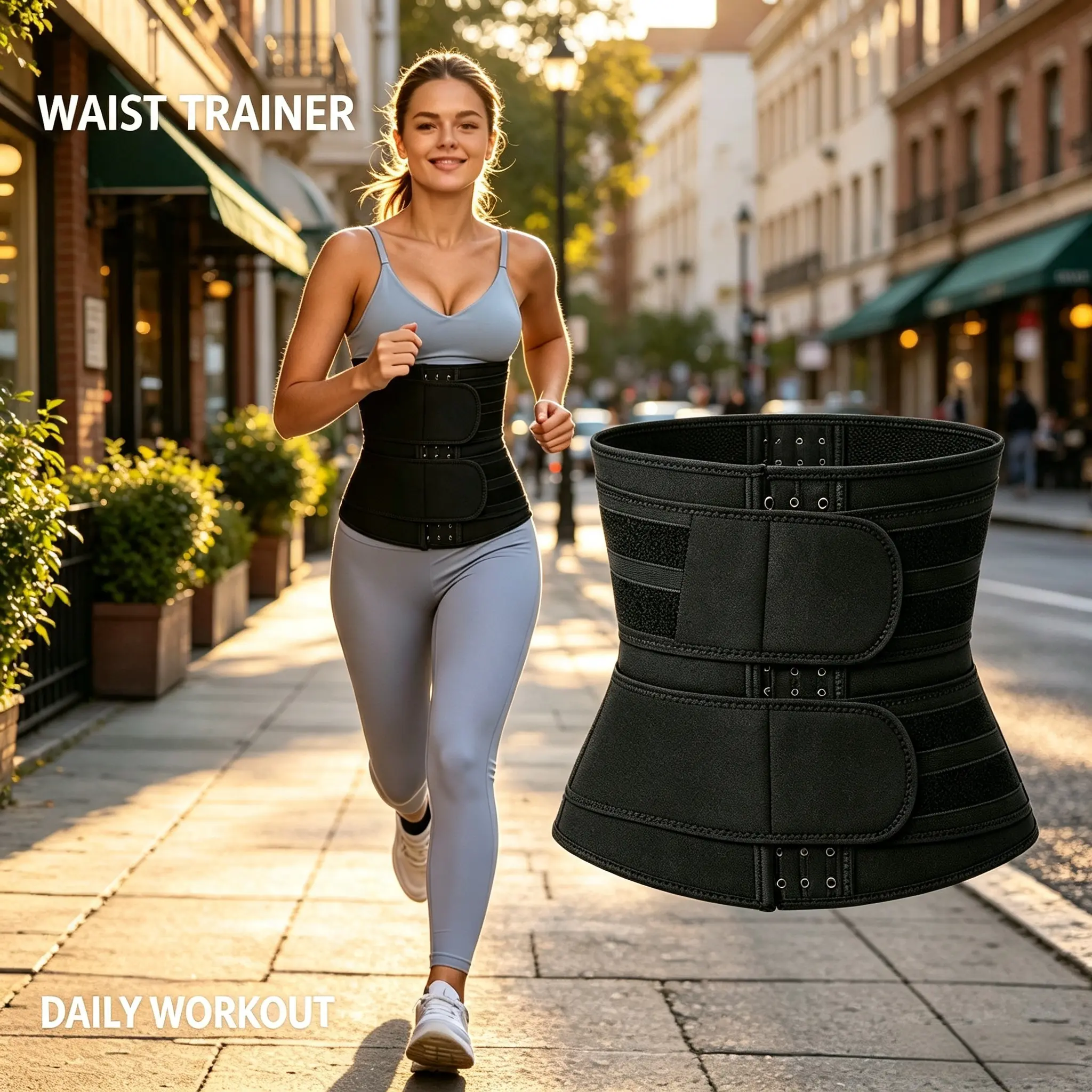 Adjustable Waist Trainer Trimmer Belt for Men Women, Compression Waist Support Brace, Tummy Control Shaper Wrap for Gym Workout Yoga Running Fitness Exercise, Breathable Flexible Abdominal Binder for Daily Sports Training Back Lumbar Support
