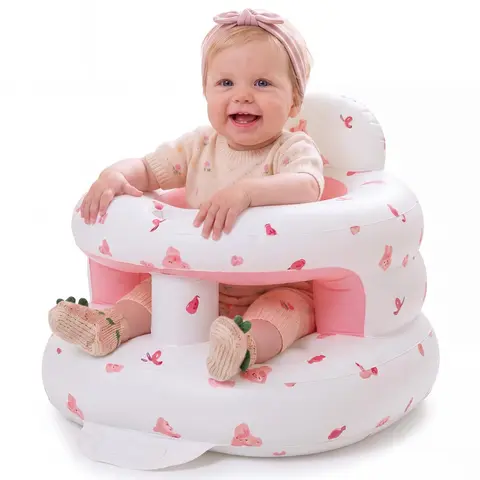 Inflatable Baby Support Seat for 3-36 Months Infants, Floor Chair with Built-in Air Pump, Full Surround Design, Ideal Birthday Baby Shower Gift for Feeding, Play, Picnic Ready Sitting & Learning to Sit