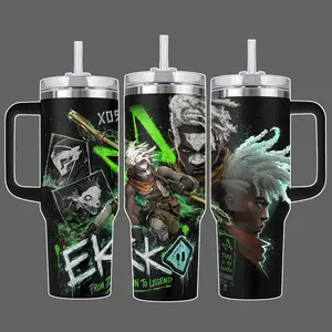 Arcane Ekko Stainless Steel Insulated Tumbler Cup, 20oz/40oz with Straw Lid Included, Full Wrap Time Is My Weapon Design