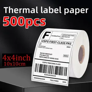 Blank Thermal Labels, 4x4 Inches, 500pcs 10x10cm Shipping Labels Paper, Postal Mailing Shipping Labels for Thermal Printers