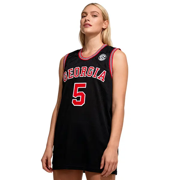 Retro Anthony Edwards #5 Georgia Basketball Jersey, Unisex Solid V-Neck Mesh Sports Clothing, Breathable for Outdoor Sport Training, Large Sizes, Solid Jersey, #5 Embroidered, Cold Wash, Do Not Dry Clean, Machine Washable