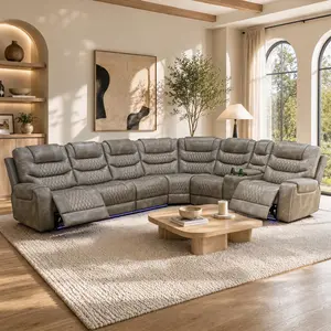 A Ainehome Electric Recliner Sofa Set in Grey Breathing Leather 3-Piece Living Room Furniture with Modern Design Gray Sofa