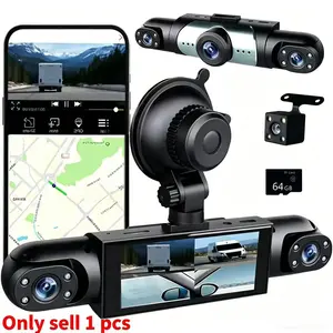 4K 1080P 4-Channel Dash Cam, Triple Lens Car Dvr with 3.16'' IPS Screen, 64GB Storage, Night Vision, Parking Mode, Loop Recording
