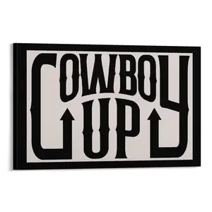 Cowboy Up Typography Art Print, Western Wall Decor, Southwestern Art, Ranch Rodeo, Country Rustic Prints Canvas Poster Bedroom Decor Sports Landscape Office Room Decor Gift Frames Ornaments Artistic Decoration Photo Frame-Style