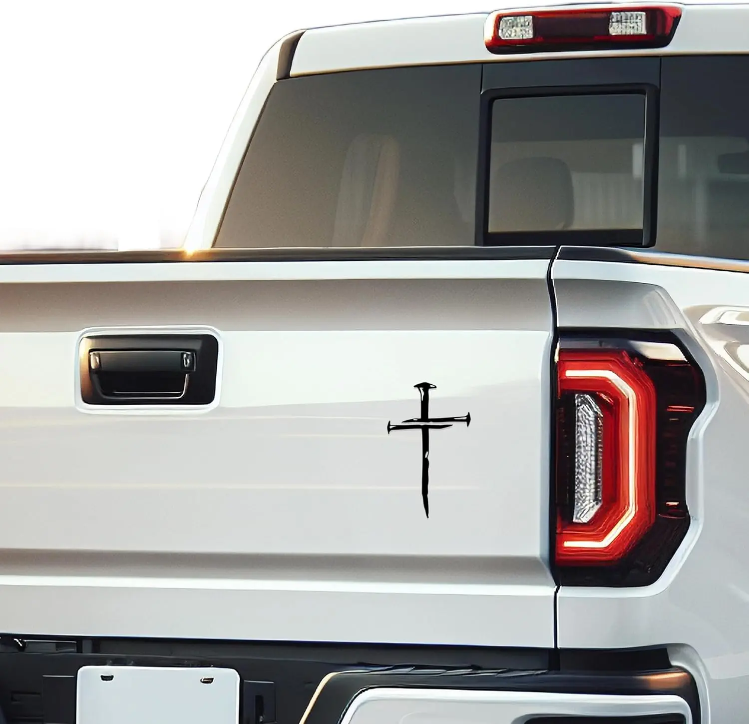 Cross of Nails Christian Adhesive Vinyl Decal - Weatherproof Religious Car Sticker, Truck Accessories, Car Vehicle Decoration for Laptop & Window Sticker Deco