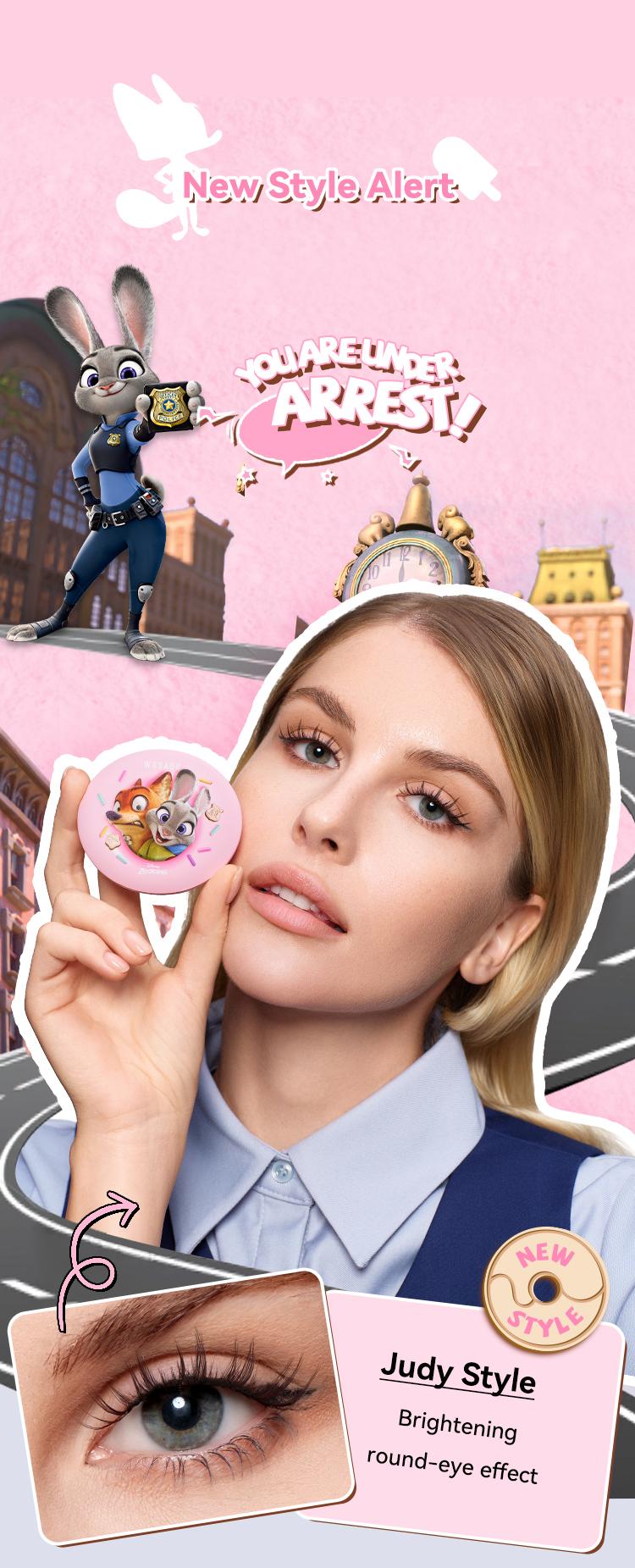 WOSADO Disney Zootopia Limited Edition Soft Magnetic Eyelashes All-in-One Box Waterproof Reusable Glue-Free Makeup Cosmetic Natural Style 4 Pieces Set Storage