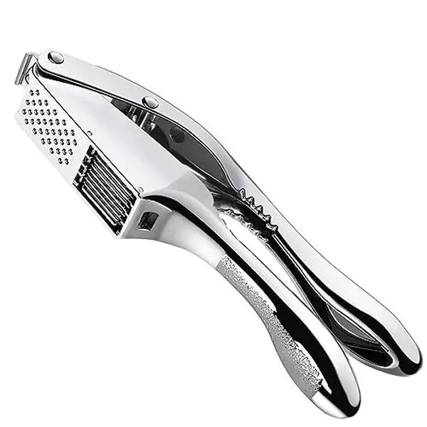 2-in-1 Stainless Steel Garlic Press - Effortlessly Crush, Slice, and Mince Garlic for Home Cooks and Chefs