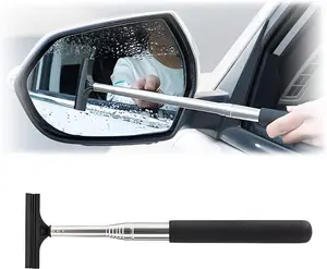 Car Rearview Mirror Wiper – Glass Squeegee for Windshield, Side & Rear Mirrors, Retractable Water Cleaner, Portable Car Window Cleaning Tool