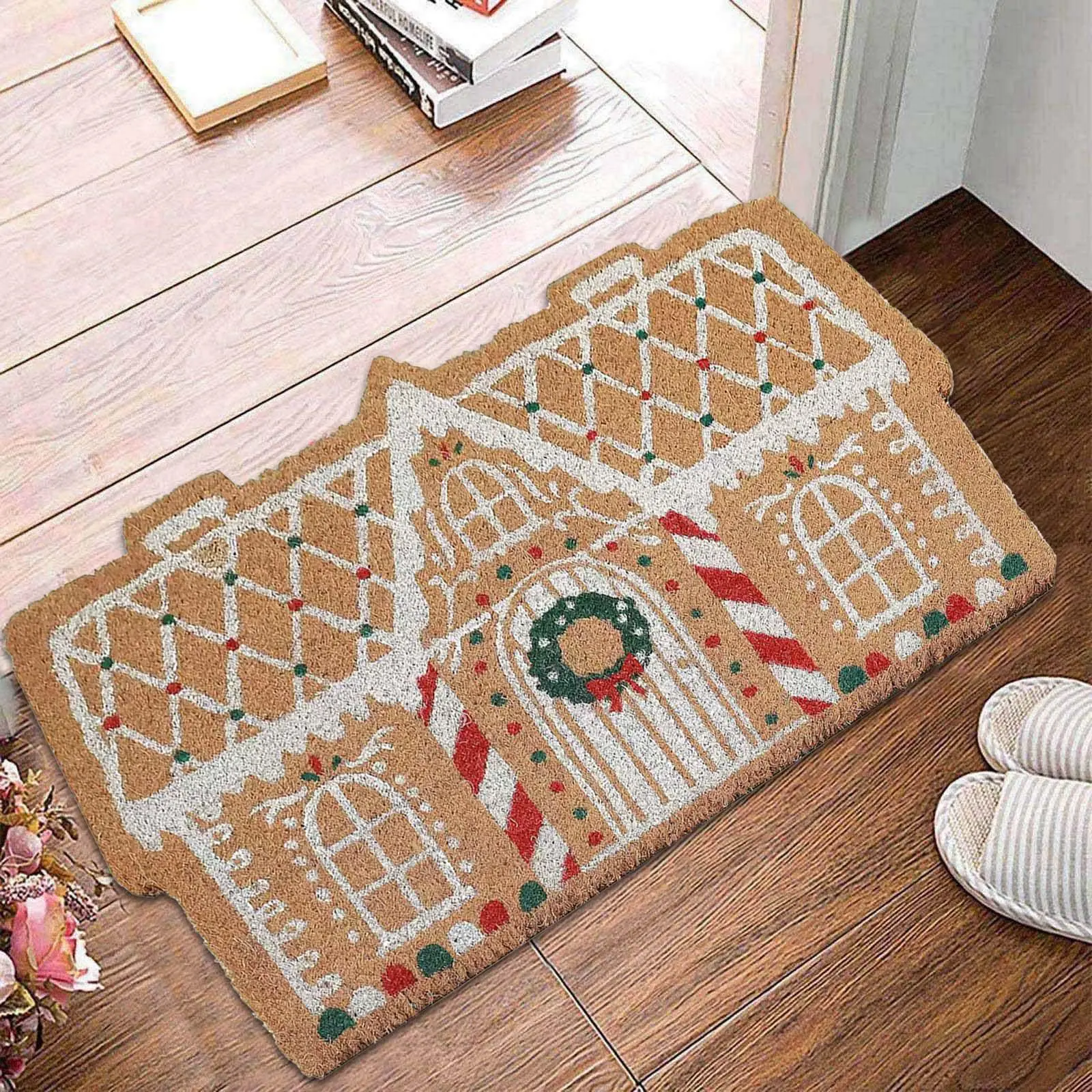 Christmas Carpet - Fun Welcome Mat with Gingerbread Design - Perfect Size 23.6" x 15.7" - Non-Slip & Easy to Clean - Ideal for Living Room & Entryway Decor