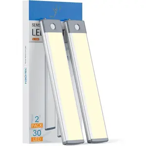 Led Under Cabinet Lighting Motion Sensor Under Counter Light with 1000mah Rechargeable , 30 LEDs  Cabinet Lighting for Kitchen, Drawer, Warm White 2Pack