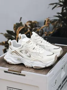 Men's Breathable Mesh Shoes, Trendy Casual Thick Sole Athletic Workout Sneakers, Comfortable Sporty Dad Style Footwear for All Seasons