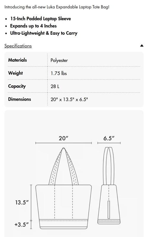 Luka Expandable Laptop Tote