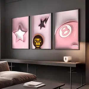 Pink HypeBeast Room Decor, Cool Wall Art Set, HypeBeast Wall Art, Trendy Wall Art
