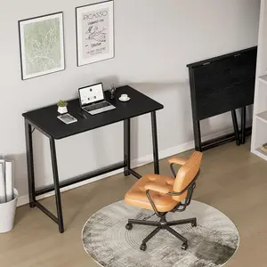 31.5” Folding Desk for Small Spaces, Foldable Computer Desk No Assembly, Compact Home Office Writing Table with Metal Frame, 198 lbs Capacity