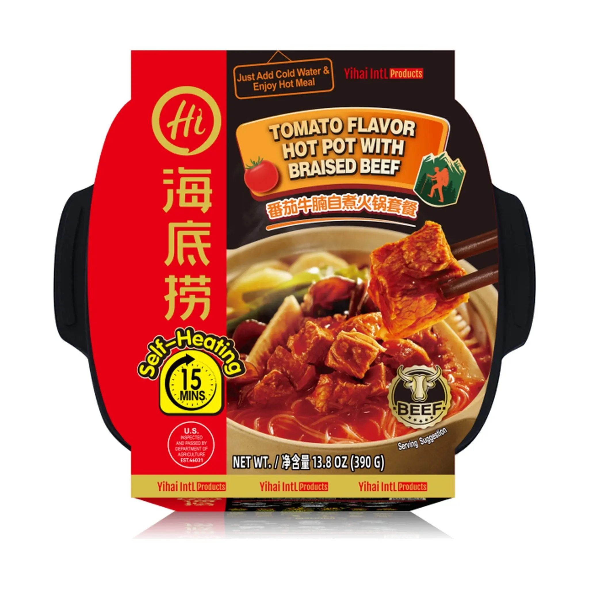 HAIDILAO Braised Beef Self-Heating Hot Pot, Tomato, 13.8 oz