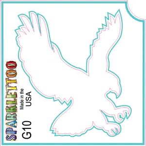 212 MAIN Ruby Red Glitter Finish Eagle Shape Tattoo Stencil (Glitter Face Paint Accessory), G10-2, 2x2 in, 2-Ply, FDA Safe, 100-Pack