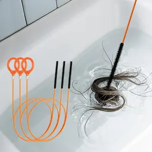 Extra Long Stainless Steel Drain Clog Remover Hook, Nylon Coated Plumbing Snake, Flexible Sink Drain Cleaner Tool for Bathroom, Bathtub & Shower