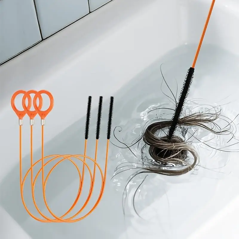 Extra Long Stainless Steel Drain Pipe Unclogging Hook, Drain Clog Remover, Nylon Coated, Flexible Snake Design, Durable for Bathroom Sink, Bathtub, Shower