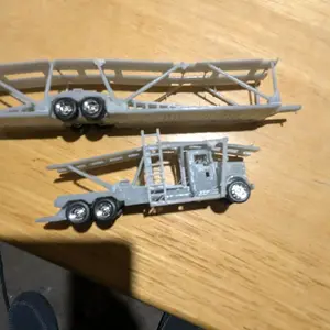 1/87 Scale Car Hauler - Gray Model with Detailed Design and Standard Features for Scale Model Construction