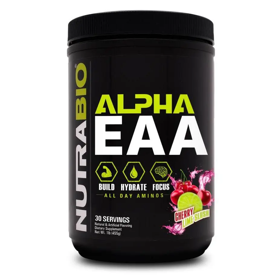 NutraBio Alpha EAA Healthcare Dietary Supplement - 30 Servings, Full-Spectrum Amino Acids, Edible, Muscle Support, Hydration Boost, Brain Boost, Alpha-GPC, Ashwagandha KSM-66, Cortisol Level Balance