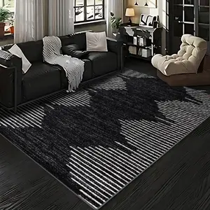 Velvet + Soft Comfortable Abstract Style Minimalist Geometric Stripe Pattern Printed Carpet, Home Decoration Carpet, Living Room Large Carpet Sofa Cushion Door Mat Coffee Table Mat Bedroom Carpet Bedside Carpet