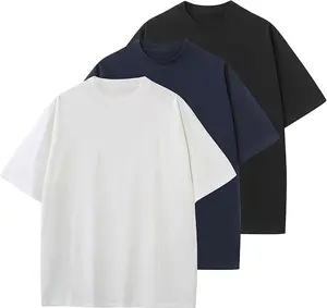 Osacod Men's Classic White Cotton Crew Neck T-Shirt Oversized T-Shirts Cotton Tee Heavyweight Unisex Short Sleeve Crew Neck Loose Fit Basic Tops Black White Gray