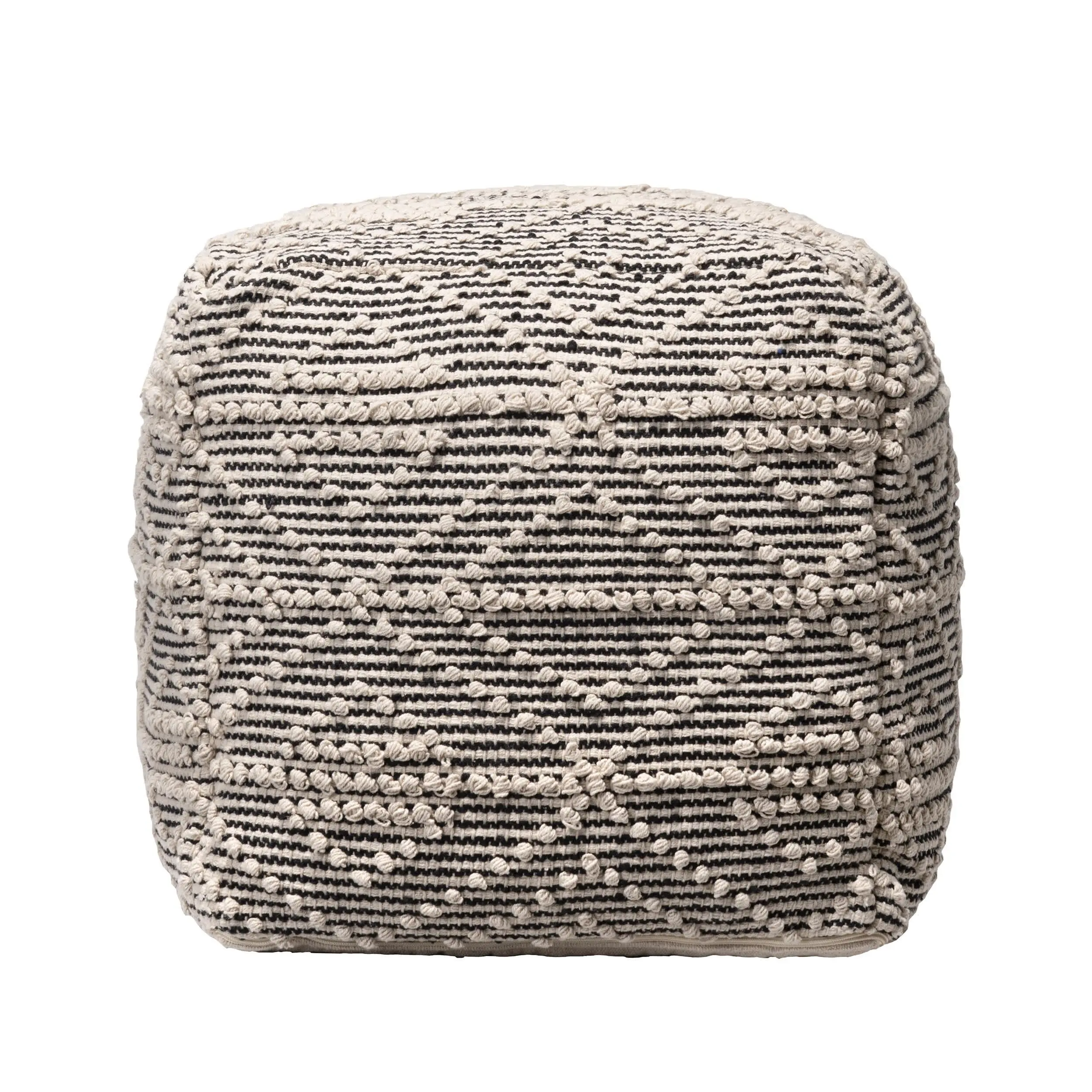 Cotton Textured Trellis Ottoman Pouf