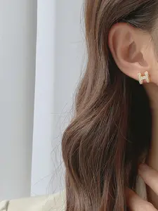 Elegant Full Diamond H Letter Earrings Set, Studs Earrings, High-End Office Commute & Daily Chic Style, Perfect for Professional Wear