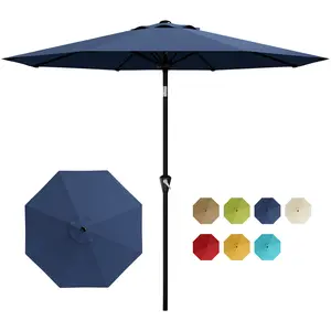 10FT Rectangular Outdoor Patio Umbrella, UV Resistant Market Table Parasol with Crank Handle & Easy Push Button Tilt, 8 Durable Fiberglass Ribs, Large Coverage Sun Shade Perfect for Patio Deck Yard Pool