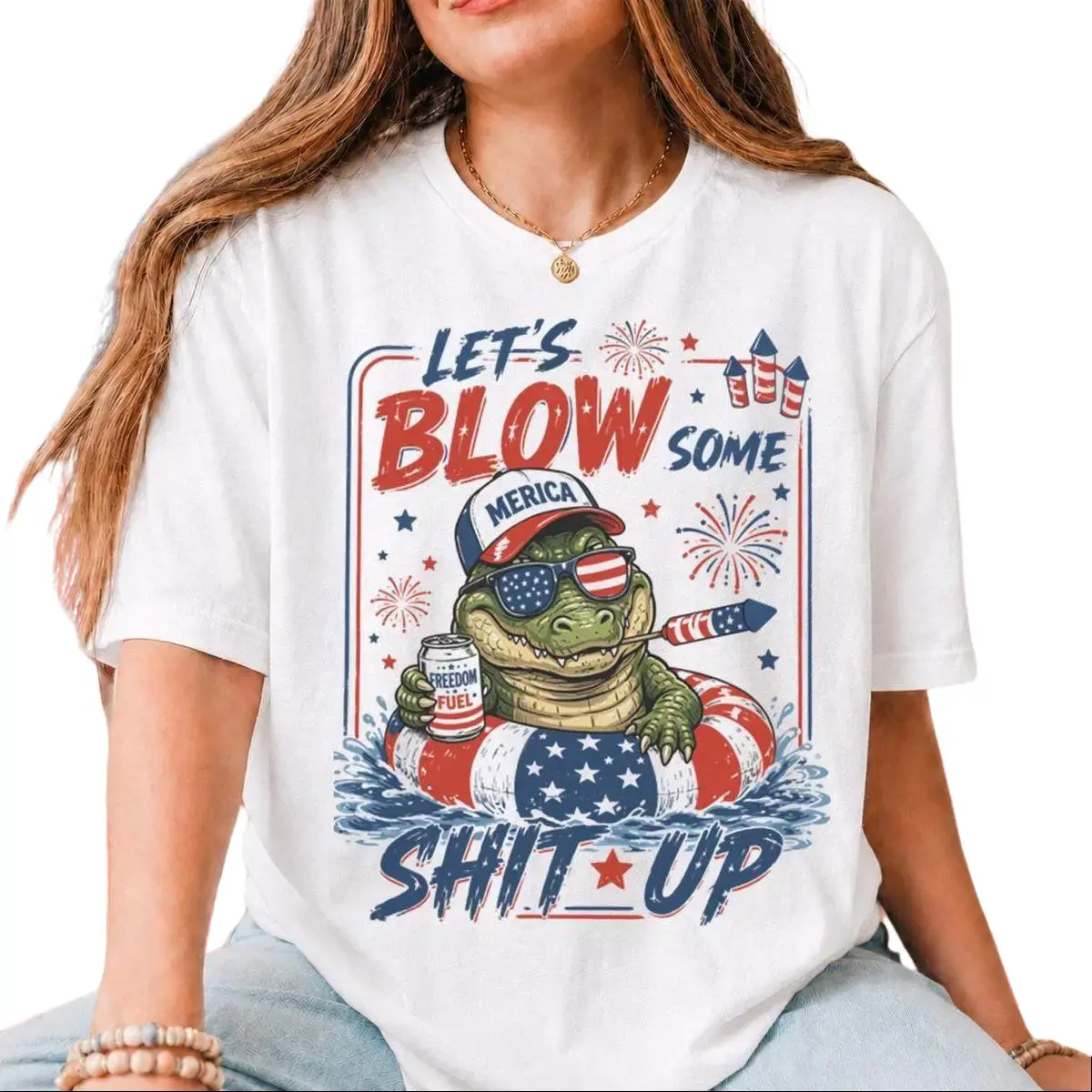 Comfort Colors Funny 4th Of July Alligat0r Shirt, Patriotic Gat0r Independencee Day Croc0dile Tee, Graphic Tee, Unisex Shirt, Unisex Garment-Dyed Tee, Classic Streetwear