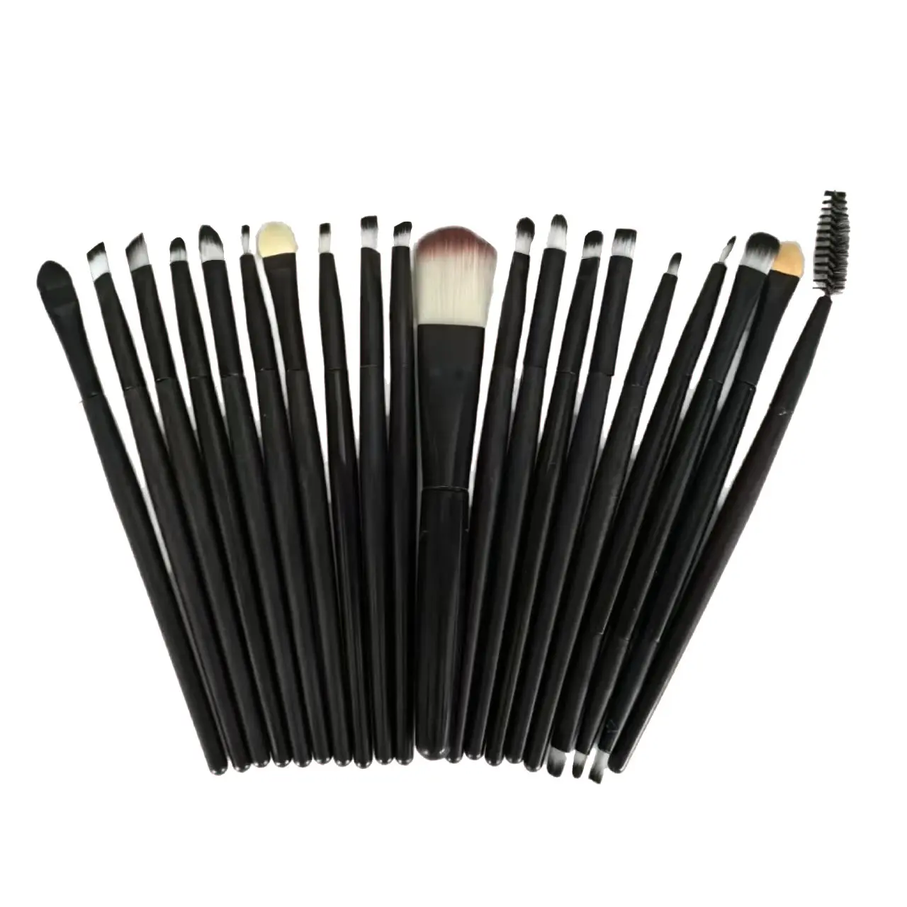 Makeup Brush Set 20pcs Professional Face Eyeliner Pencils for Foundation Blush Concealer Eyeshadow with Travel Black