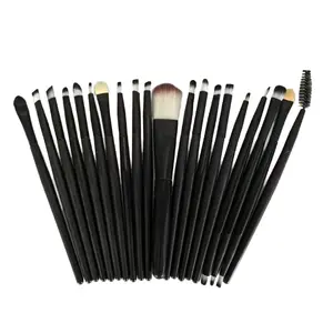 Makeup Brush Set 20pcs Professional Face Eyeliner Pencils for Foundation Blush Concealer Eyeshadow with Travel Black