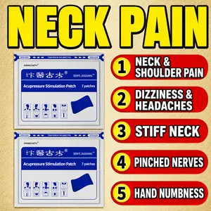 Neck pain relief patch for the neck/upper spine—reduces stiffness, alleviates dizziness, provides heat therapy and cold compress patches for nerve compression.