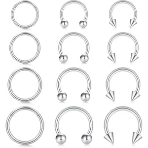 16G Septum Rings Nose Rings for Women Hinged Nose Ring Hoops Horseshoe Cartilage Helix Tragus Earring Hoops Eyebrow Lip   6mm 8mm 10mm 12mm