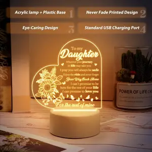 Acrylic Heart-Engraved LED Neon Sign Light Box, USB-Charging Eye-Caring Night Light, Mom Gifts for Teen Girl, Mother's Day Gifts, Ideal for Bedroom Accessories for Adults (Birthday Graduation Occasions)