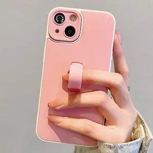 Invisible Finger Ring Bracket Anti Drop Phone Case, Solid Color Simple Creative Shockproof Phone Case, Phone Accessories for iPhone 16 Pro Max 15 Pro, Casing, Cover