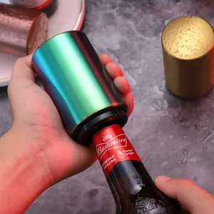 Magnetic Automatic Stainless Steel Bottle Opener, 1 Count Quick Cap Removal Bottle Opener, Modern Kitchen and Bar Tool for Home Use, Utensils